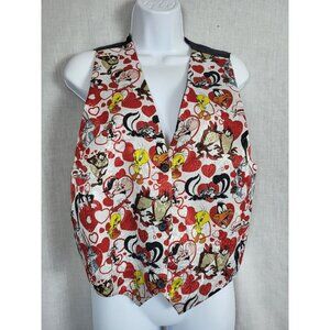 Looney Tunes Vest Women's One Size Black Red Satin Valentine's Day VTG Y2K S/M